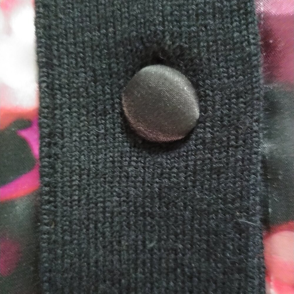 Pink Tartan Cardigan, Merino Wool with Floral Satin Front, XS - Picture 7 of 12